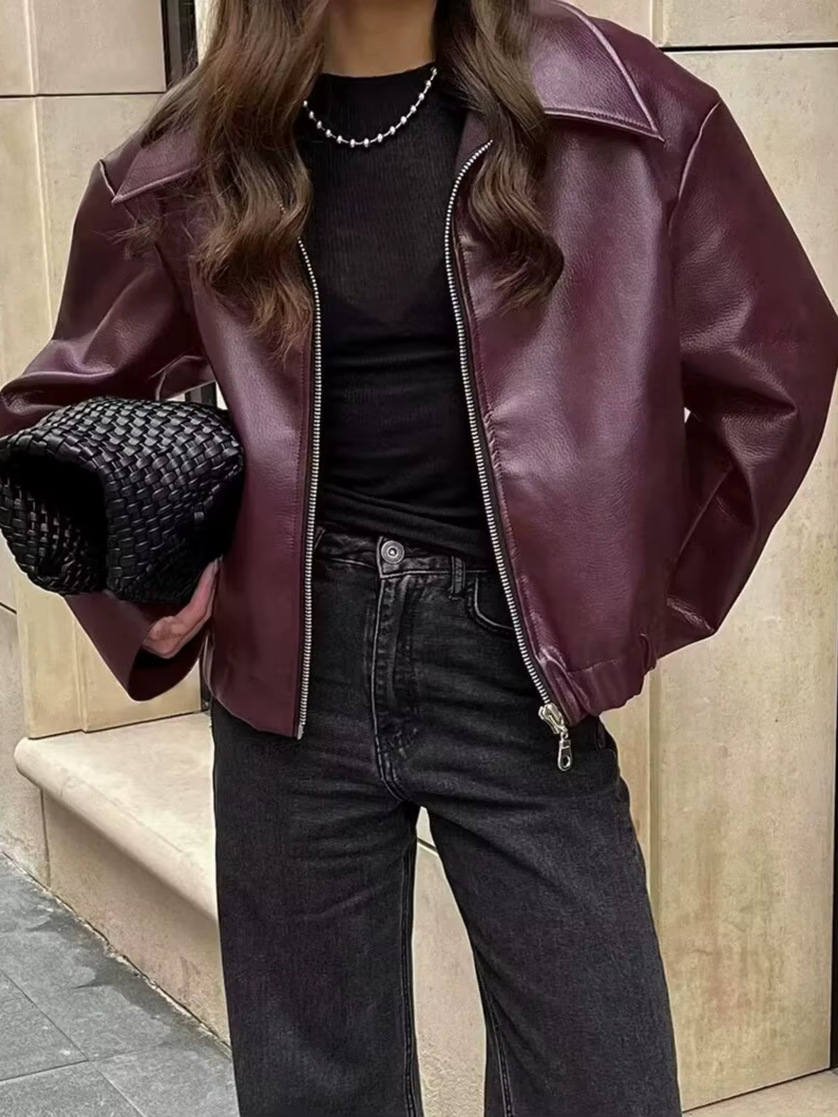 oonaya baggy leather coat