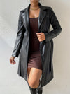 OONAYA Sleek PU Leather Trench Coat