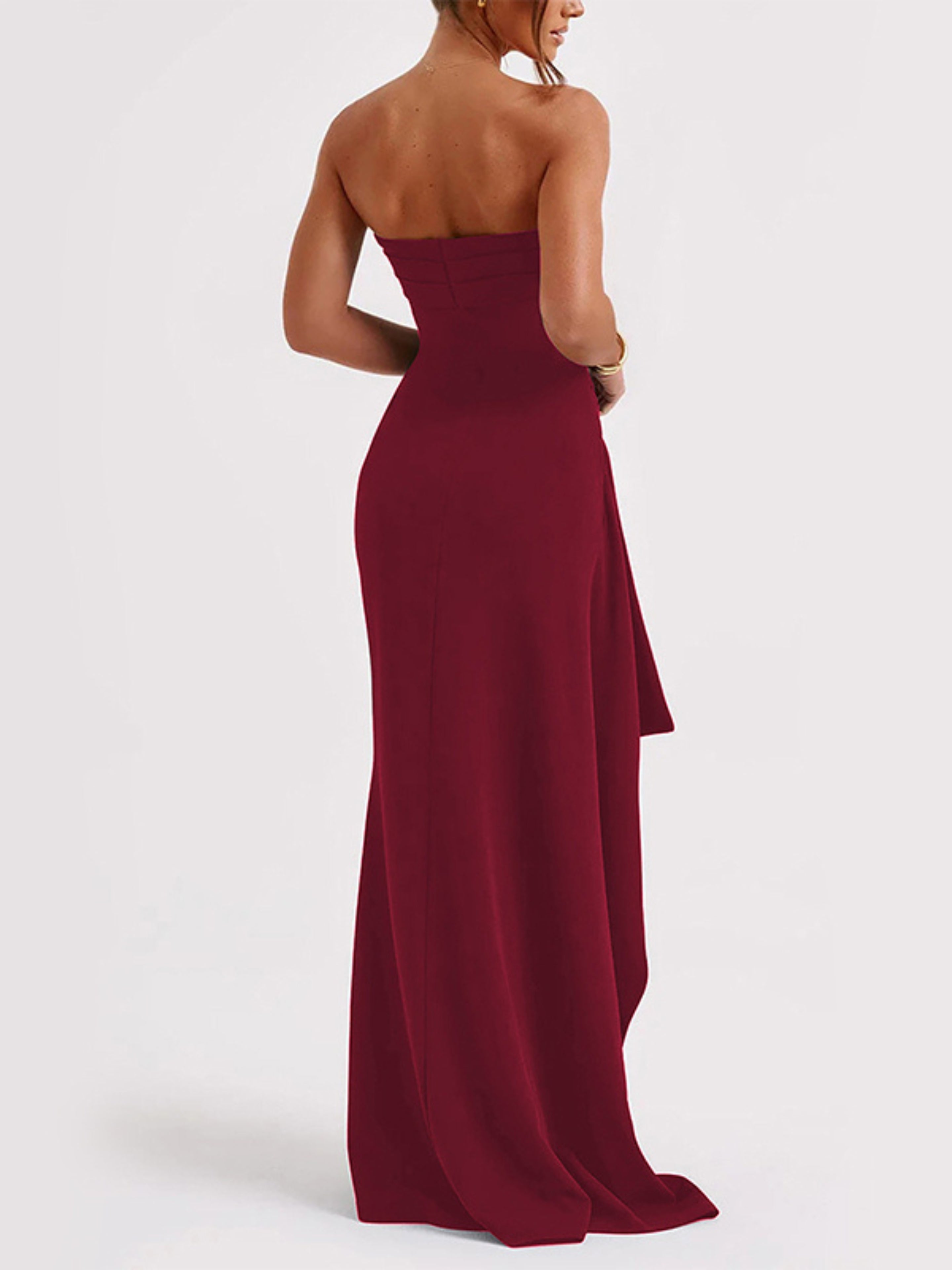 oonaya Elegant Strapless Pleated Gown