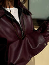 oonaya baggy leather coat