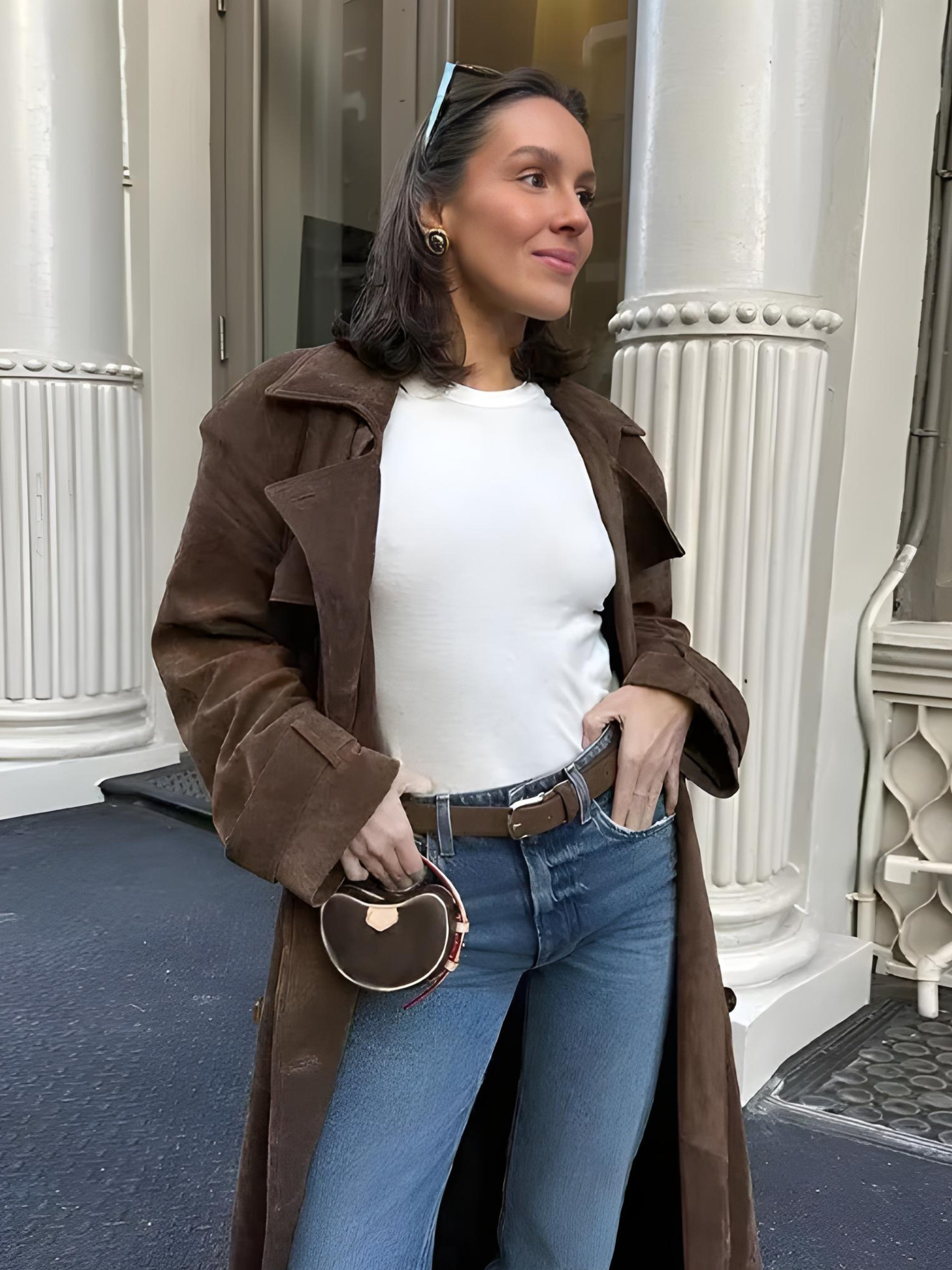 OONAYA: Vintage Suede Belted Trench Coat