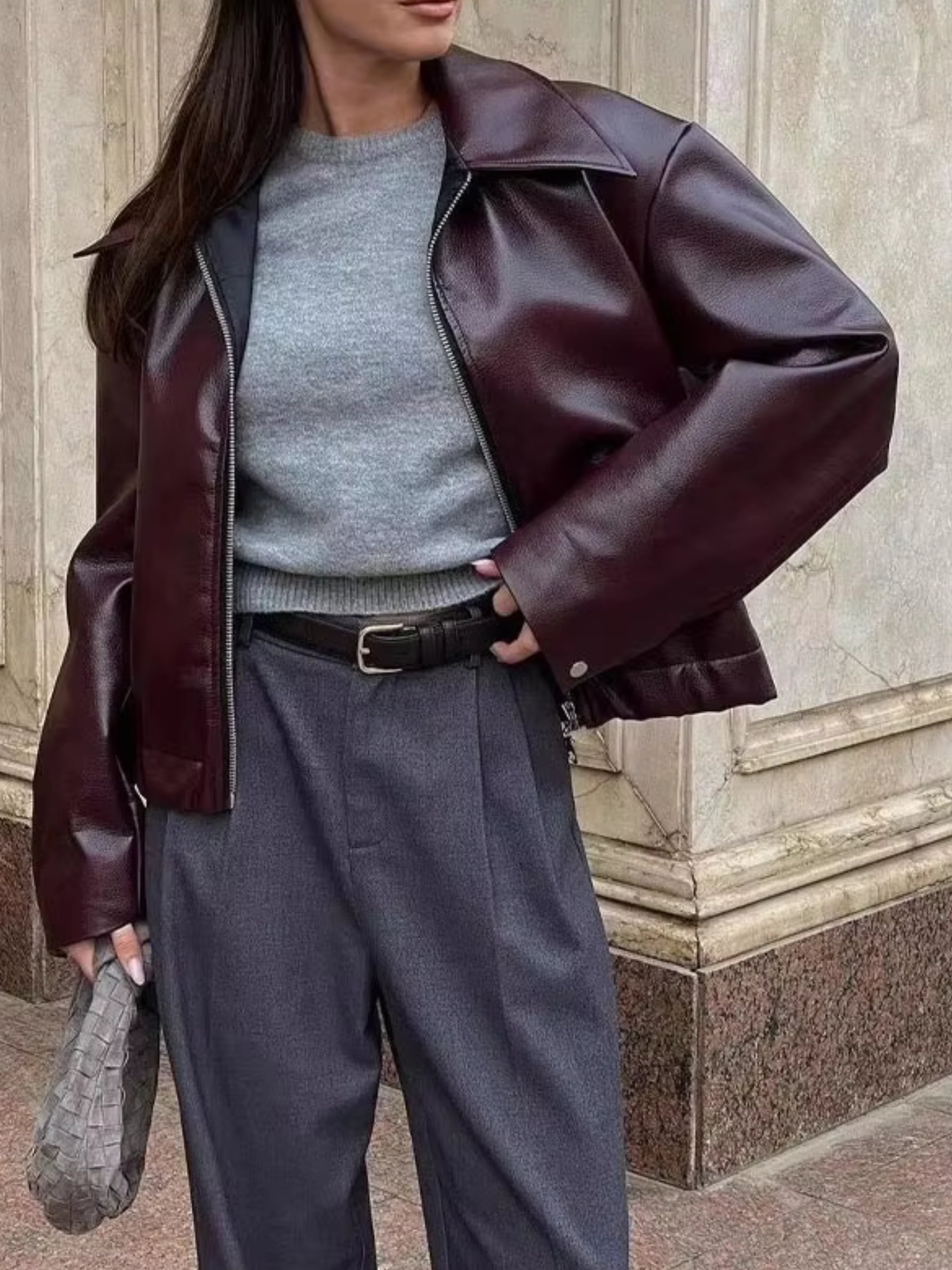 oonaya baggy leather coat