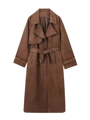 OONAYA: Vintage Suede Belted Trench Coat