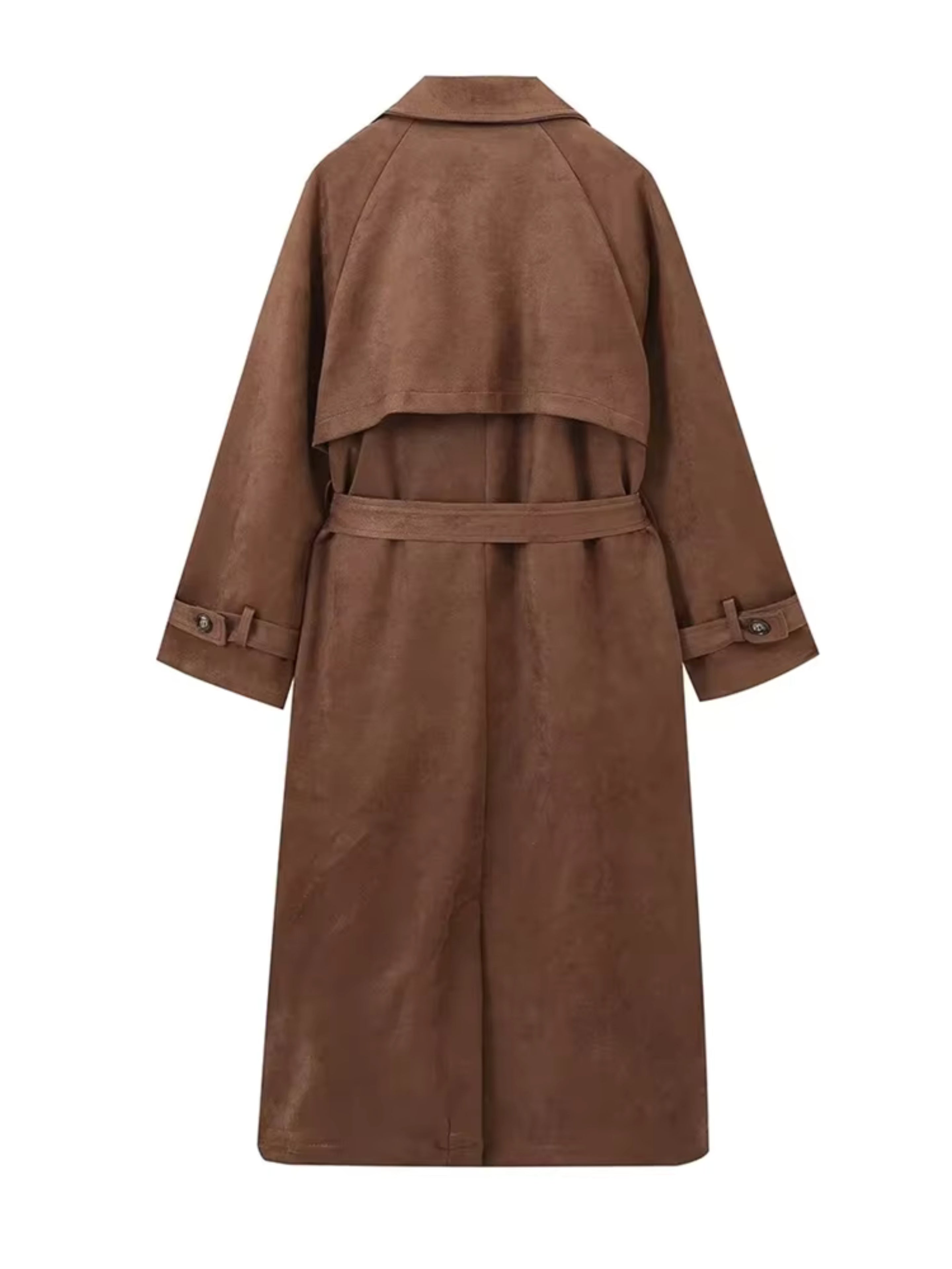 OONAYA: Vintage Suede Belted Trench Coat